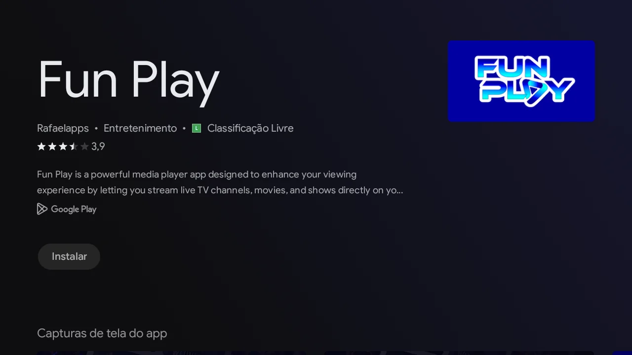 Ficha da família Fun Play na Google Play da TCL, com desenvolvedor Rafaelapps